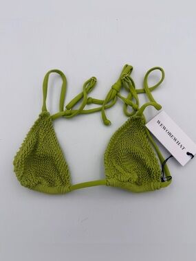 WeWoreWhat Chartreuse Smocked Triangle Top